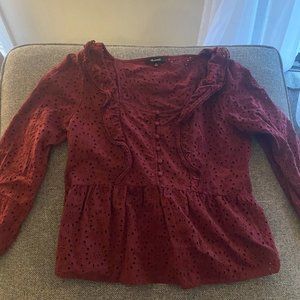 Madewell Red Eyelet Top